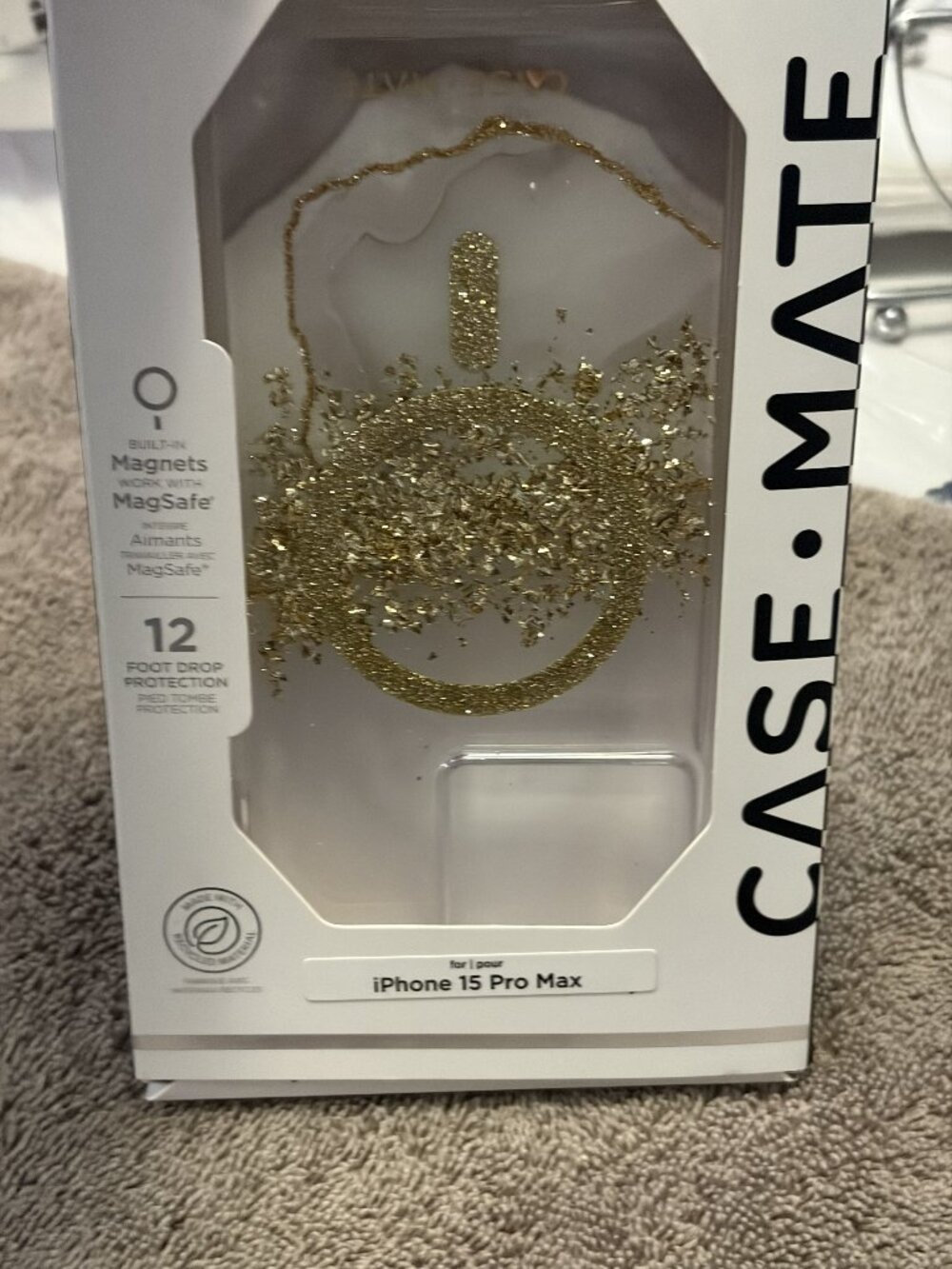NWT Iphone 15 Pro Max Casemate Gold Glitter Case New